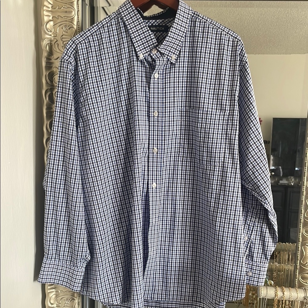 NAUTICA|Blue Checkered button up Shirt|XL|EUC